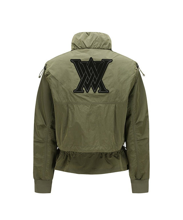 ANEW Golf Women Shirring Point MA-1 Jacket featuring a stylish design with ripstop fabric and adjustable waist for a comfortable fit.